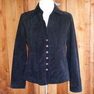 Vintage 90's Live A Little 100% Leather Suede Black Button Down Woman's Size M